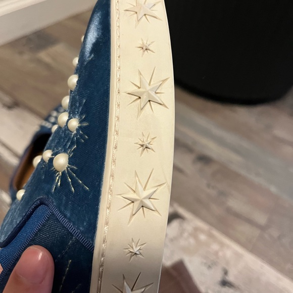 Aquazzura Ocean Blue Cosmic Pearls Slip-on Sneakers - Picture 8 of 10